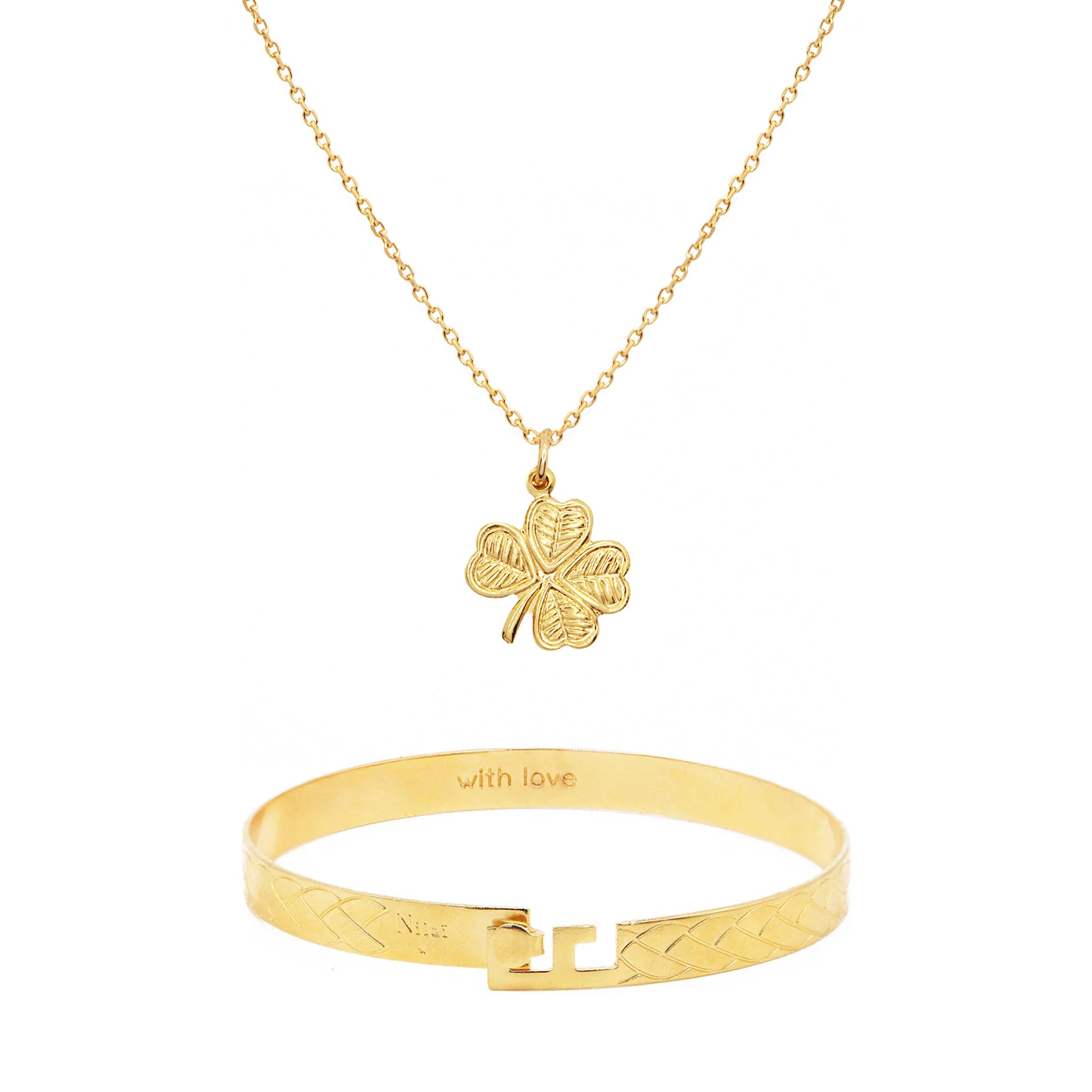 Coffret Jonc Eternity et Collier Trefle – Nilaï Paris