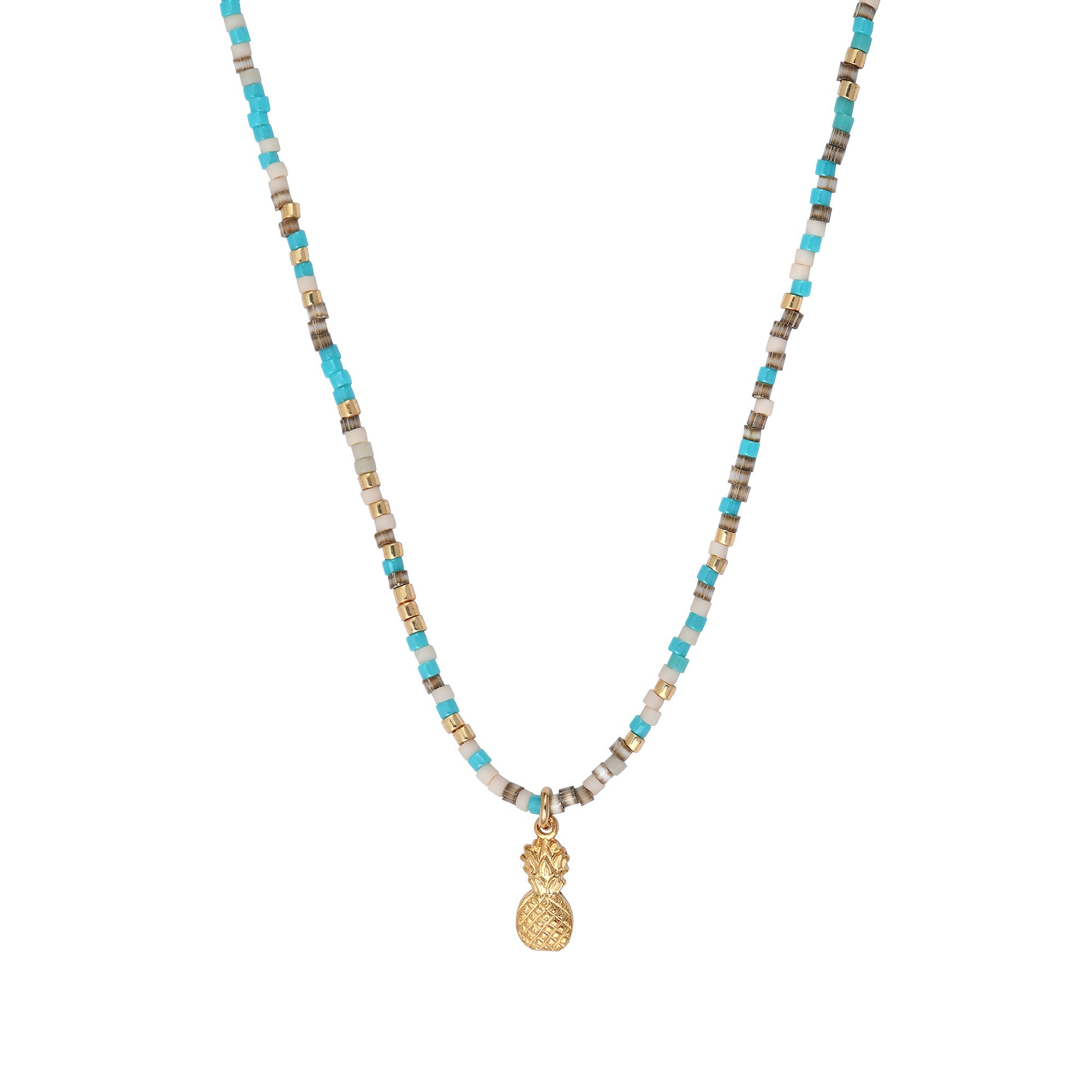 Miyuki Gold / Turquoise Pineapple Necklace