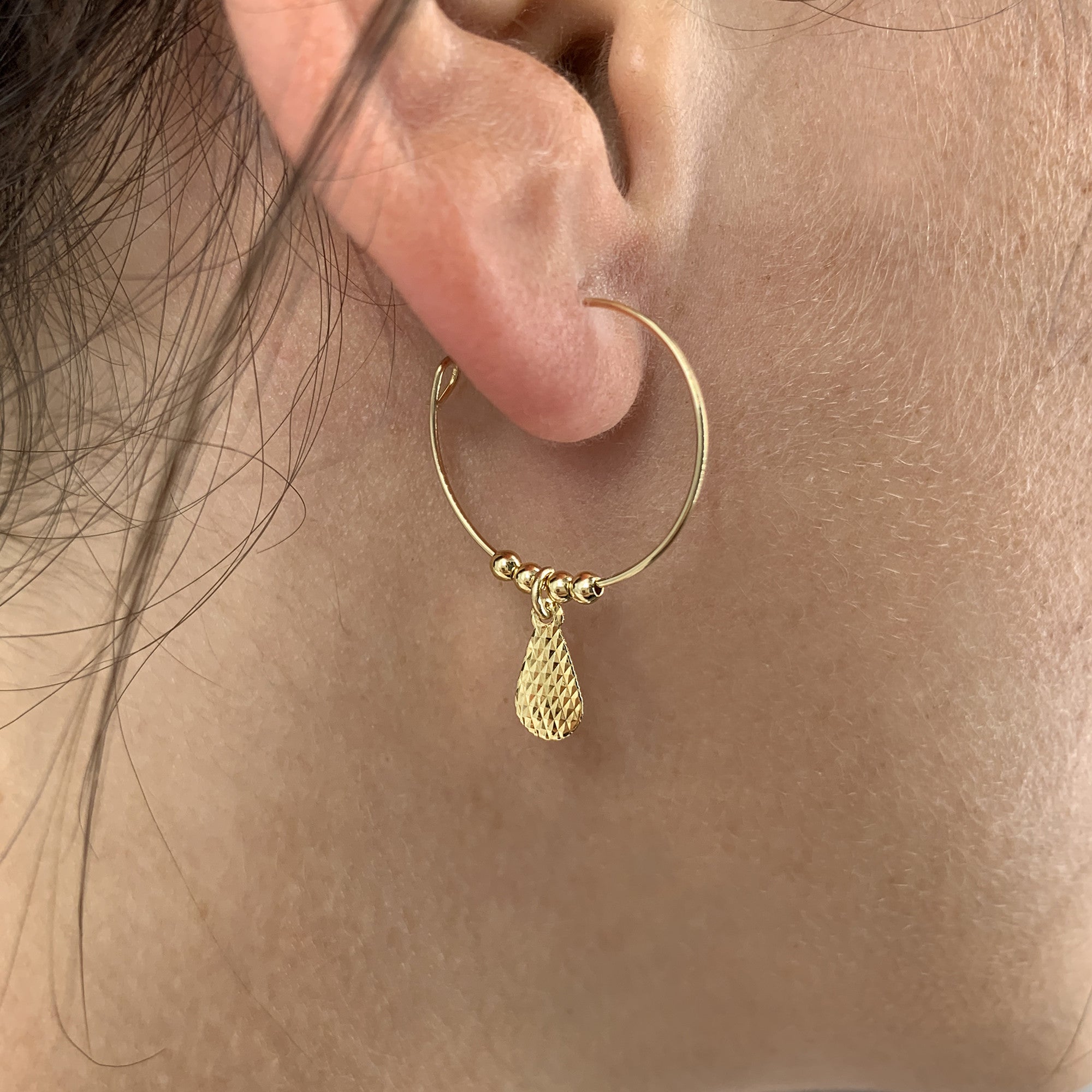 Bead drop hoop earrings