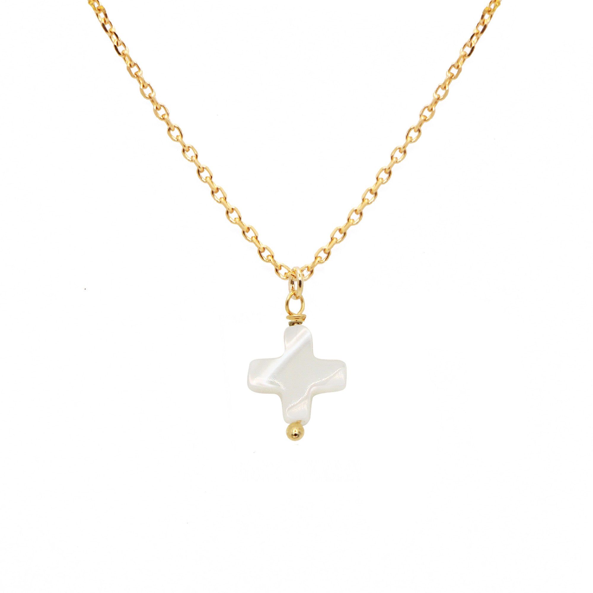 MOTHER-OF-PEARL CROSS NECKLACE