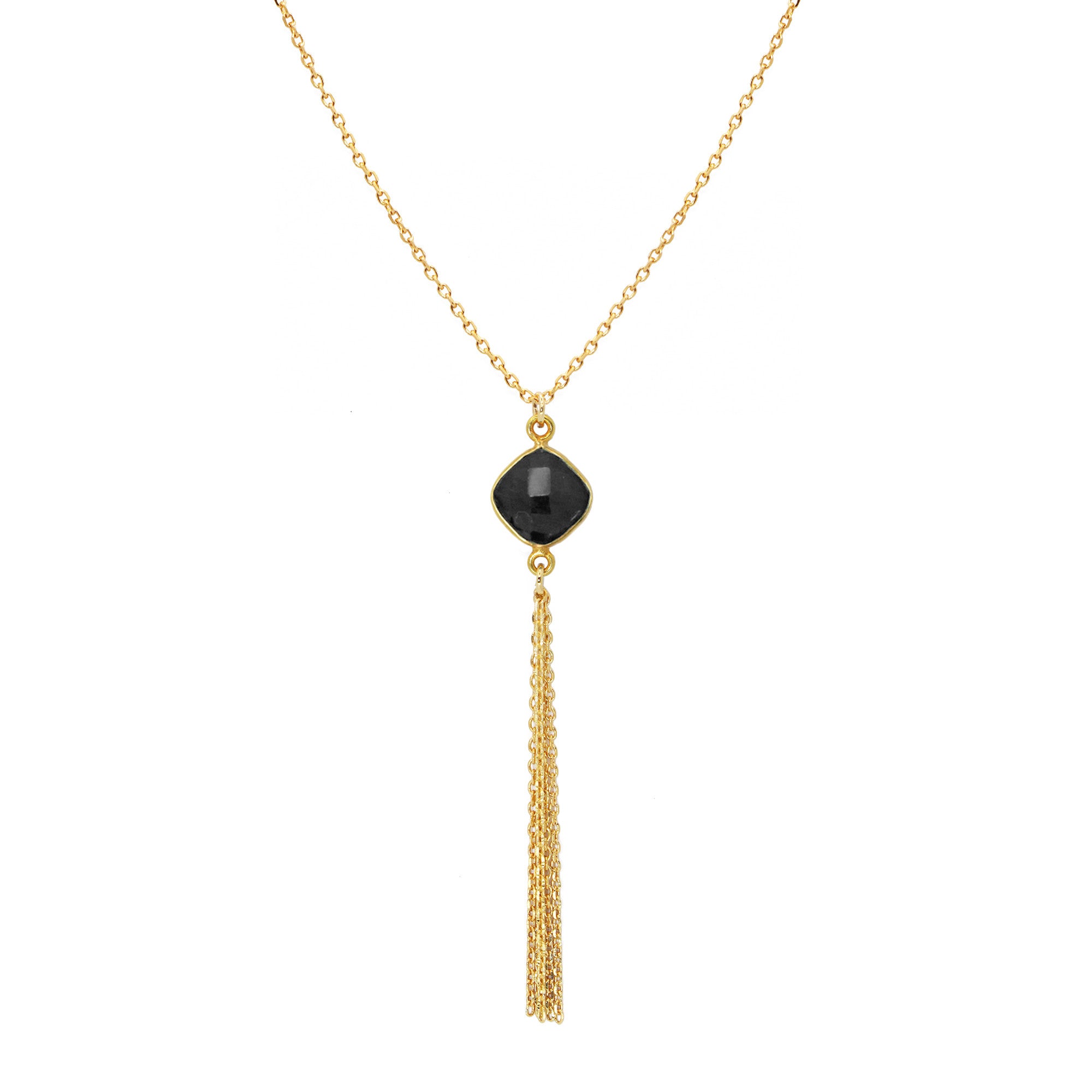 Black Agate Pompom Necklace