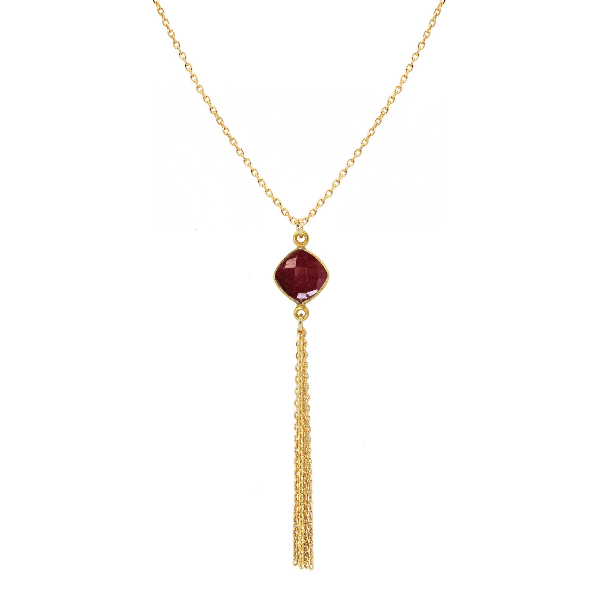 Garnet Pompom Necklace